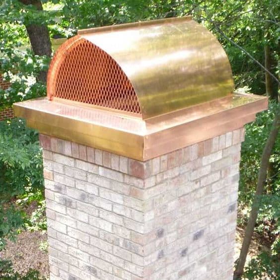 Caperuza de chimenea fabricada en chapa de cobre